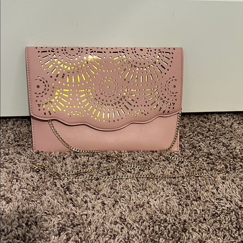 Moda Luxe Pink Laser-Cut Clutch